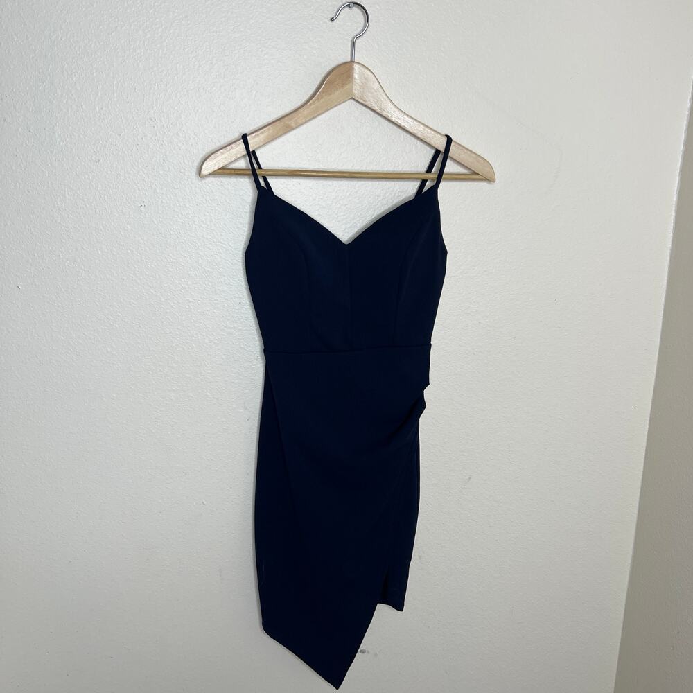 Emerald Sundae Navy Faux Wrap Dress XS